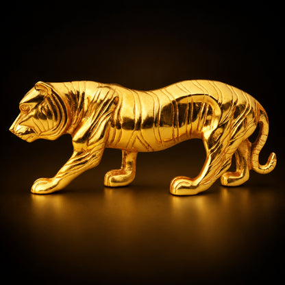 Aluminium Home Decorative Tiger Showpiece Statue - 20*4.5*8 Inch (AN261 G)