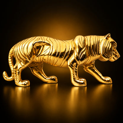 Aluminium Home Decorative Tiger Showpiece Statue - 20*4.5*8 Inch (AN261 G)
