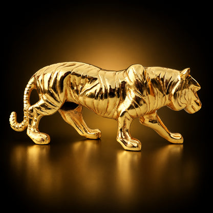 Aluminium Home Decorative Tiger Showpiece Statue - 16.5*3.5*6.2 Inch (AN262 G)