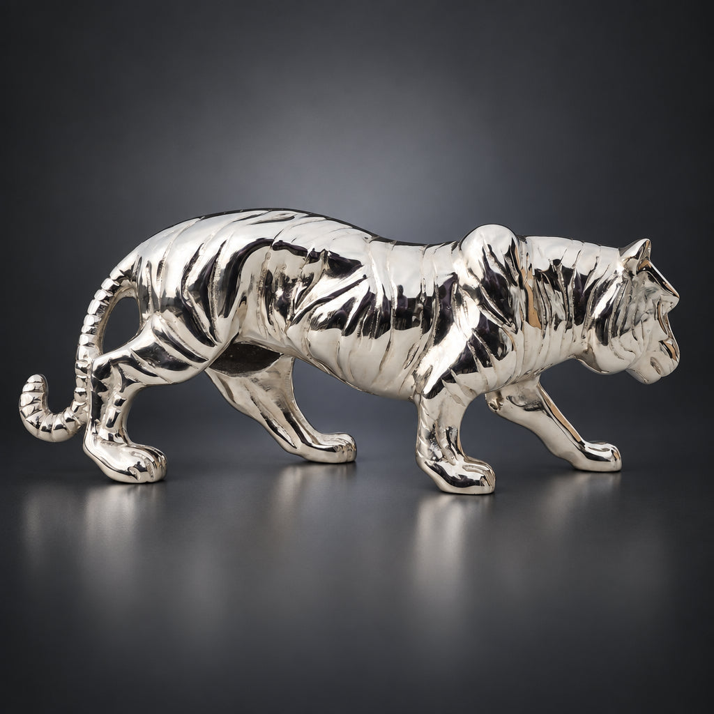 Aluminium Home Decorative Tiger Showpiece Statue - 17*3.5*6.2 Inch (AN262 S)