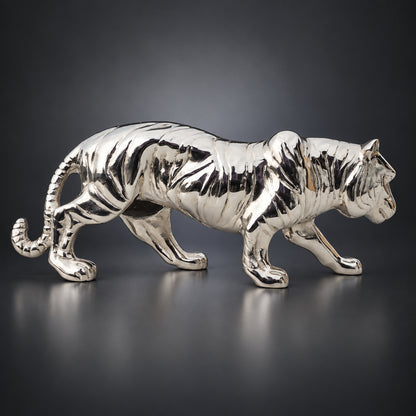 Aluminium Home Decorative Tiger Showpiece Statue - 17*3.5*6.2 Inch (AN262 S)