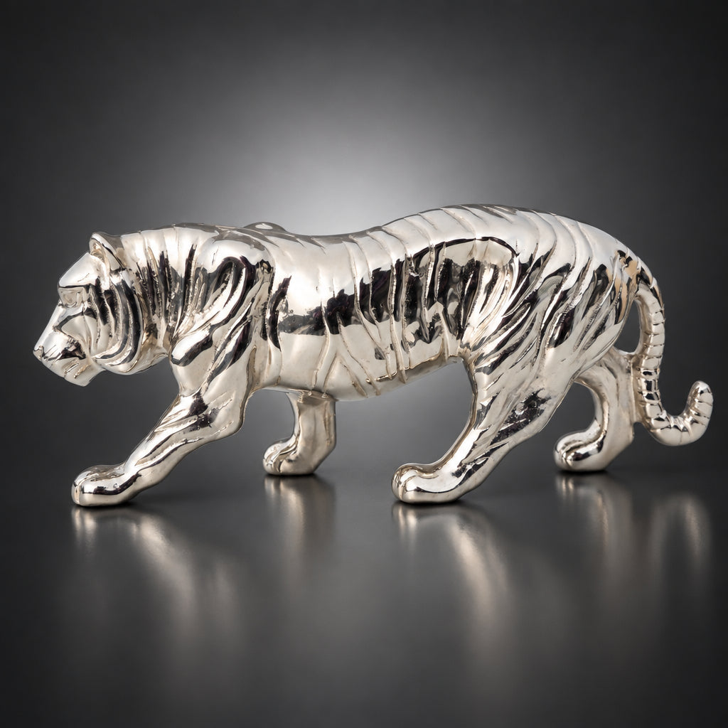 Aluminium Home Decorative Tiger Showpiece Statue - 17*3.5*6.2 Inch (AN262 S)