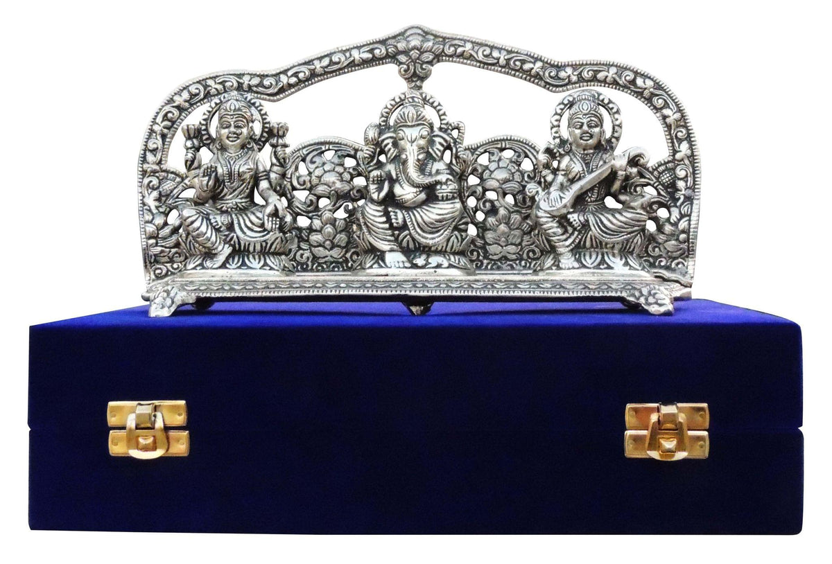 Showpiece Aluminium Laxmi Ganesh & Saraswati ji - 10*2*6 inch (AS069)