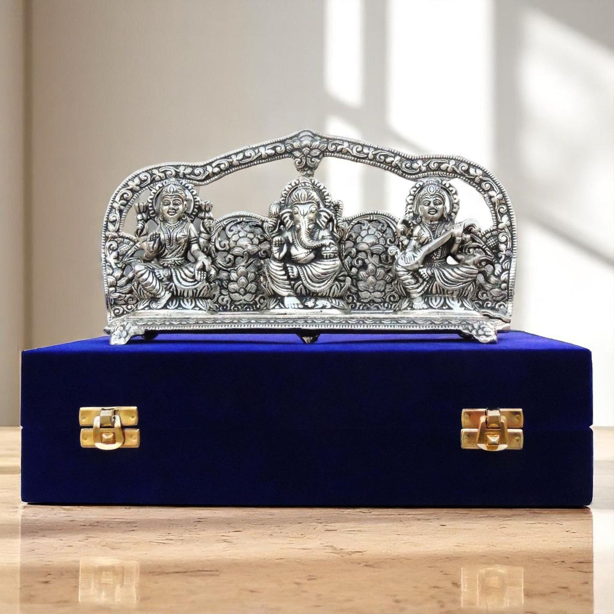 Showpiece Aluminium Laxmi Ganesh & Saraswati ji - 10*2*6 inch (AS069)