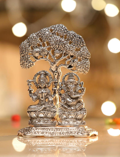 Aluminium Showpiece Laxmi Ganesh Tree Gold Statue - 5.2*3.2*6.7 Inch (AS089 G)