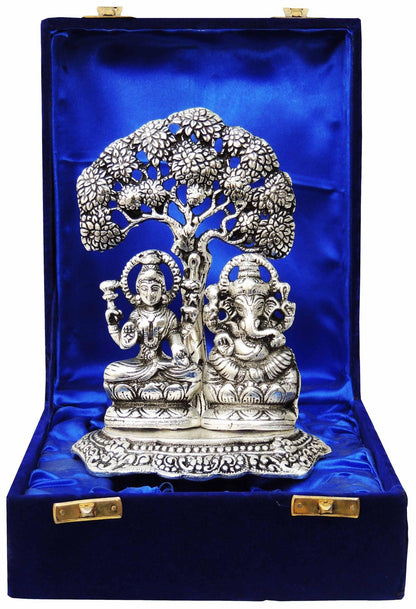 Showpiece Aluminium Laxmi Ganesh - 5.2*3.2*6.7 inch (AS089)
