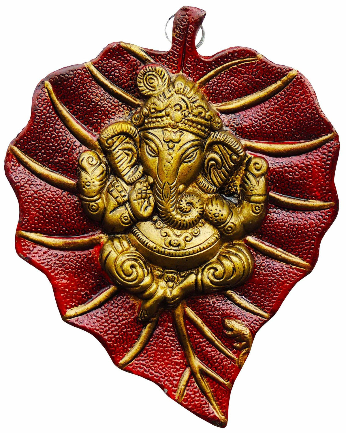 Aluminum Showpiece Ganesh Patta Red Color Statue - 6.5*0.25*8.5 Inch (AS095 A)
