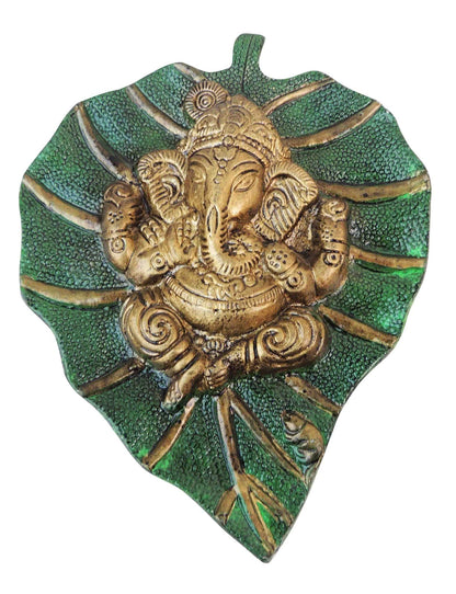 Showpiece Ganesh Patta Small Green - 5.8*0.5*7.3 inch (AS096 B)