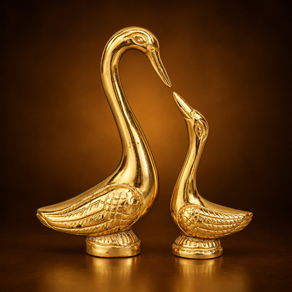 Aluminium Showpiece Duck Pair - 5*1.5*5.3 inch (AS128 G)
