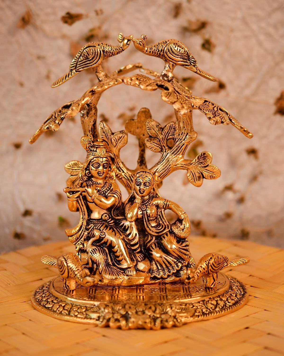 Showpiece Radha Krishna Statue Under Tree- 7.5*5.5*8 inch (AS134 G)