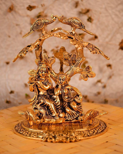 Showpiece Radha Krishna Statue Under Tree- 7.5*5.5*8 inch (AS134 G)