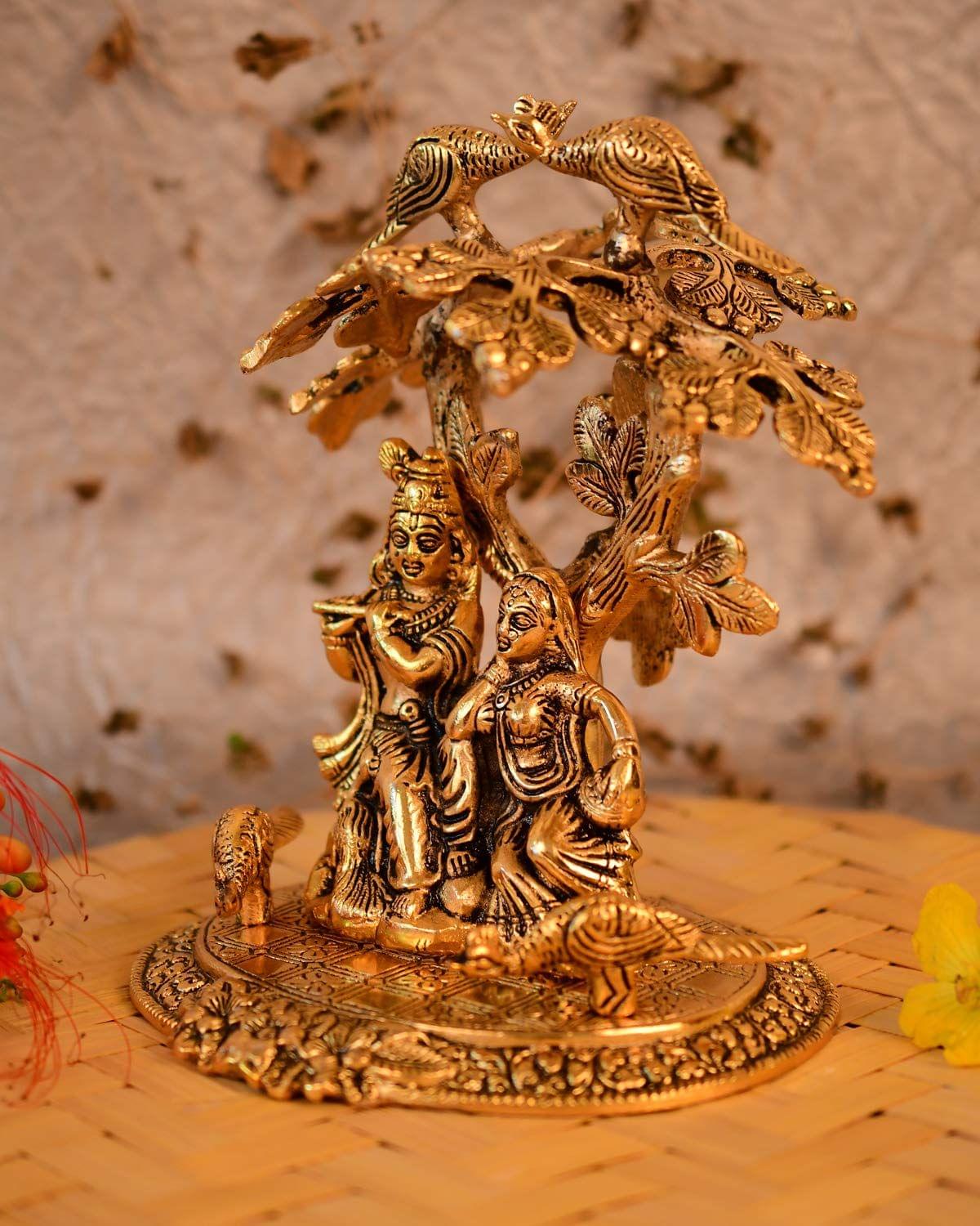 Showpiece Radha Krishna Statue Under Tree- 7.5*5.5*8 inch (AS134 G)