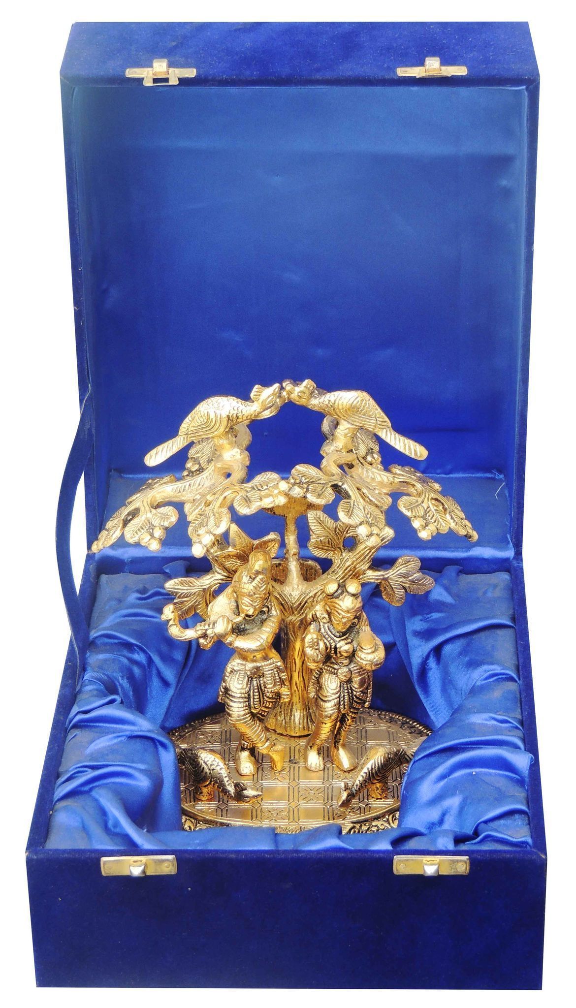 Aluminium Showpiece Radha Krishna Under Tree, God Idol Statue - 6.5*5.5*8 Inch (AS135 G)