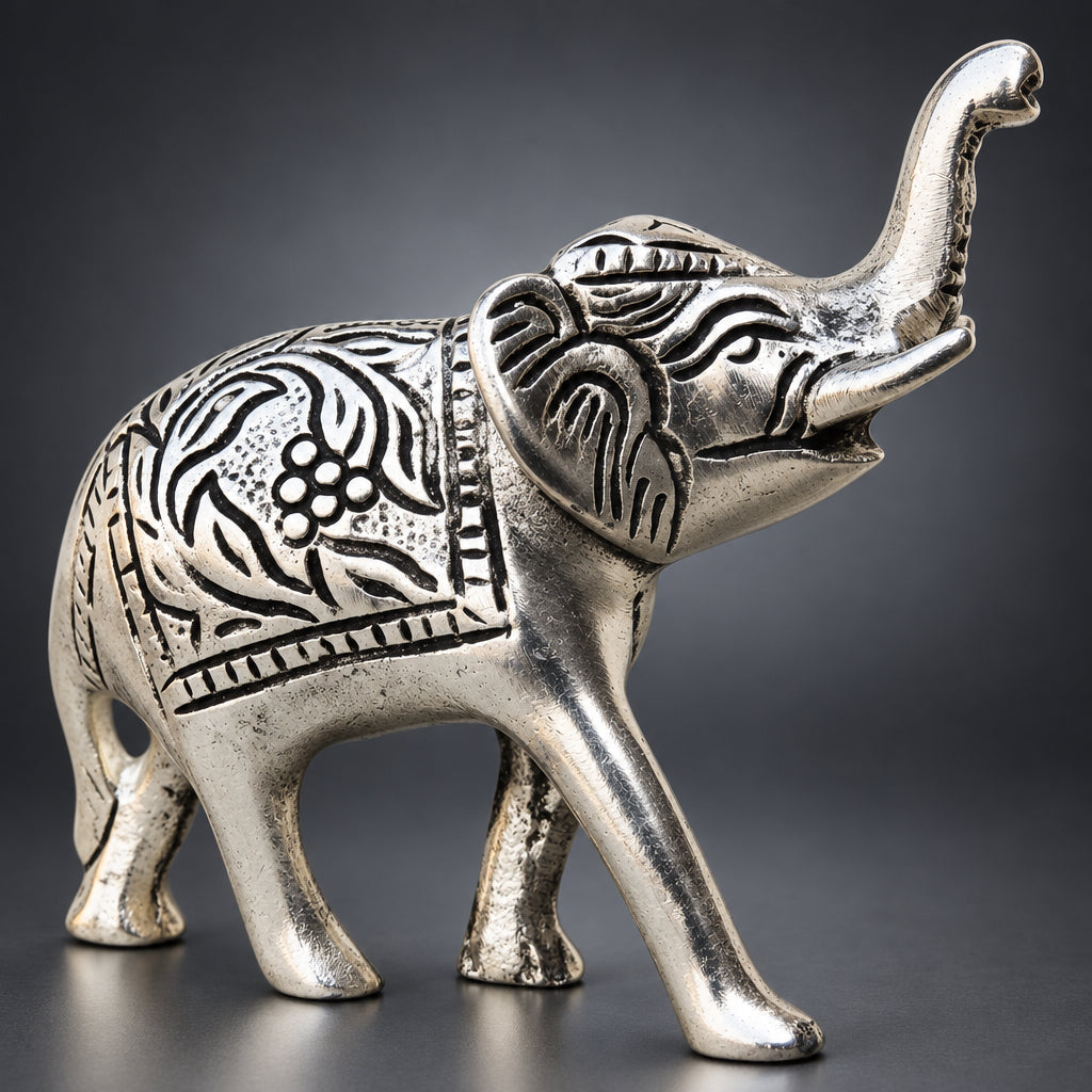 Aluminium Showpiece Elephant Small Statue - 4*1.4*3.2 Inch (AS143 A)