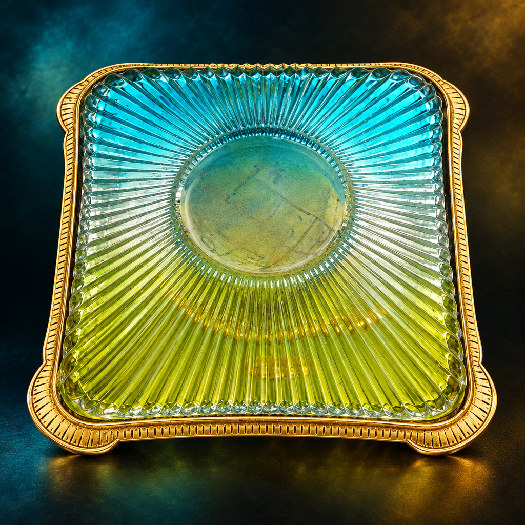 Showpiece Tortoise StatueWith Coloured Square Glass Tray- 7*7*1.5 inch (AS153 G)