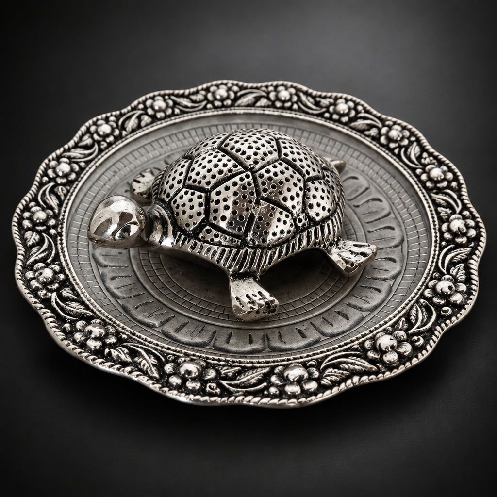 Showpiece Tortoise StatueWith Glass Plate- 5.6*5.6*1.2 inch (AS154 S)
