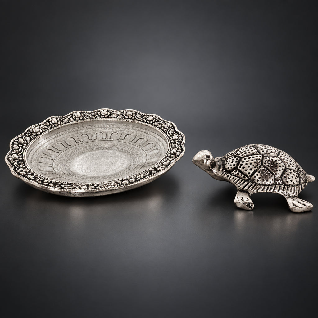 Showpiece Tortoise StatueWith Glass Plate- 5.6*5.6*1.2 inch (AS154 S)