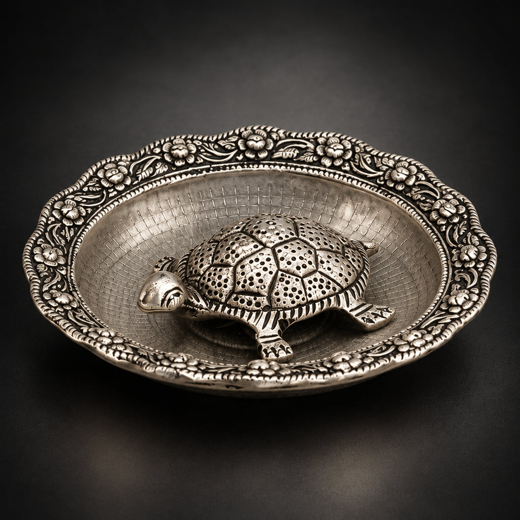 Showpiece Tortoise StatueWith Glass Plate- 5.6*5.6*1.2 inch (AS154 S)