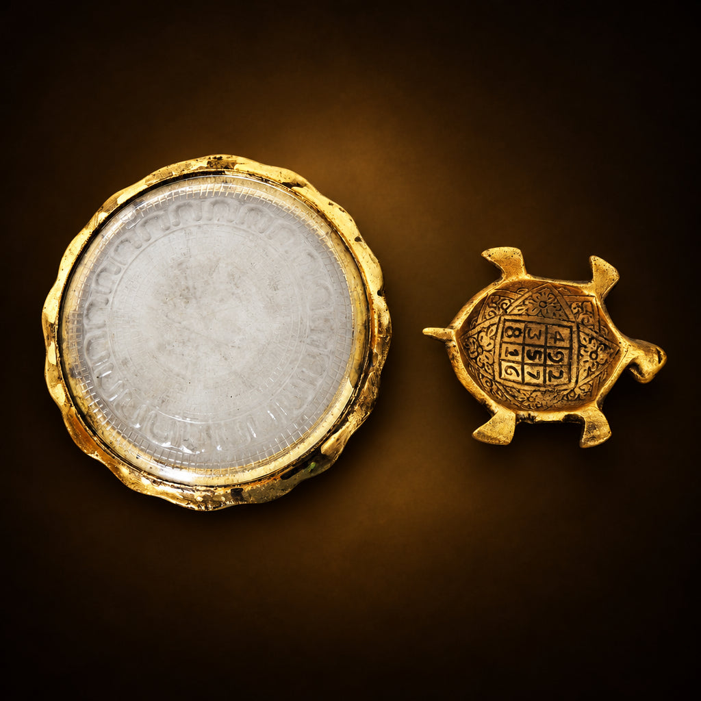 Showpiece Tortoise Statue With Glass Plate- 5.8*5.8*1 inch (AS154 G)