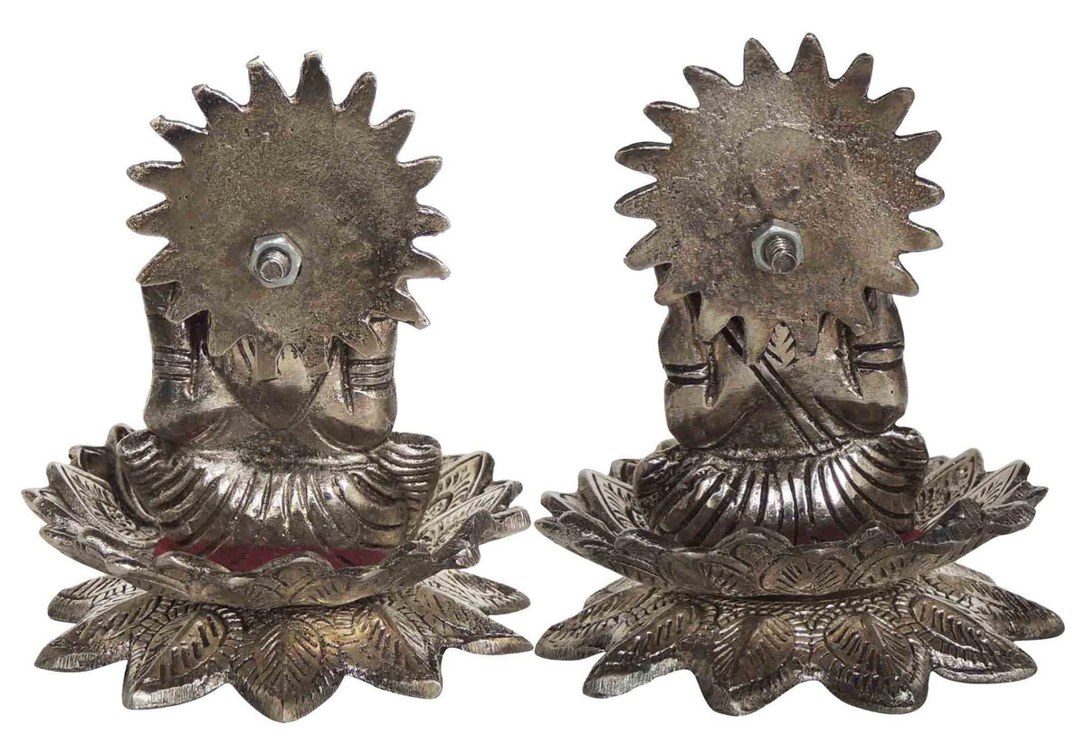 Aluminium Showpiece Lotus LG Silver Pair Statue - 3*7*4.5 Inch (AS156 S)