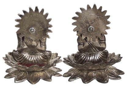 Aluminium Showpiece Lotus LG Silver Pair Statue - 3*7*4.5 Inch (AS156 S)