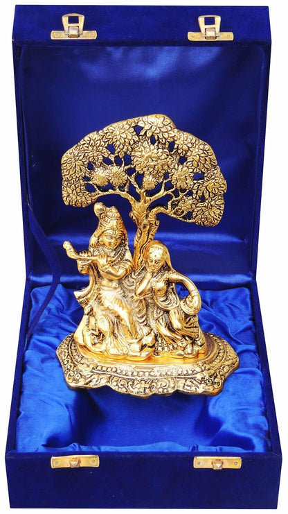 Showpiece Radha Krishna Statue Sitting On Tree - 5*3*7 inch (AS179 G)