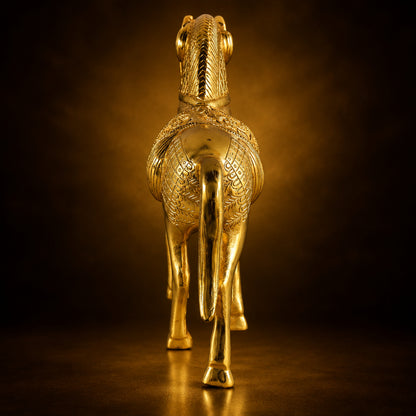 Aluminium Showpiece Gold Horse Statue - 13*4*10.2 Inch (AS212 G)