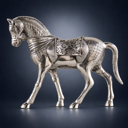 Aluminium Showpiece Silver Horse Statue - 13*4*10.2 Inch (AS212 S)