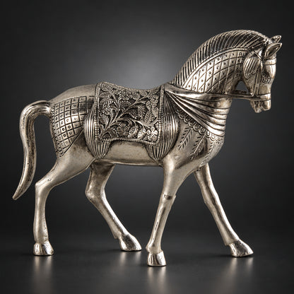 Aluminium Showpiece Silver Horse Statue - 13*4*10.2 Inch (AS212 S)