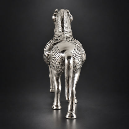 Aluminium Showpiece Silver Horse Statue - 13*4*10.2 Inch (AS212 S)