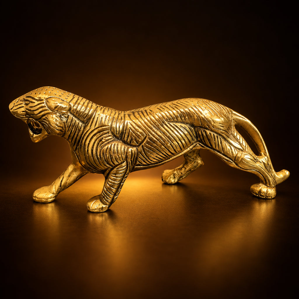 Aluminium Showpiece Gold Tiger Statue - 9*2*3.6 Inch (AS215 G)