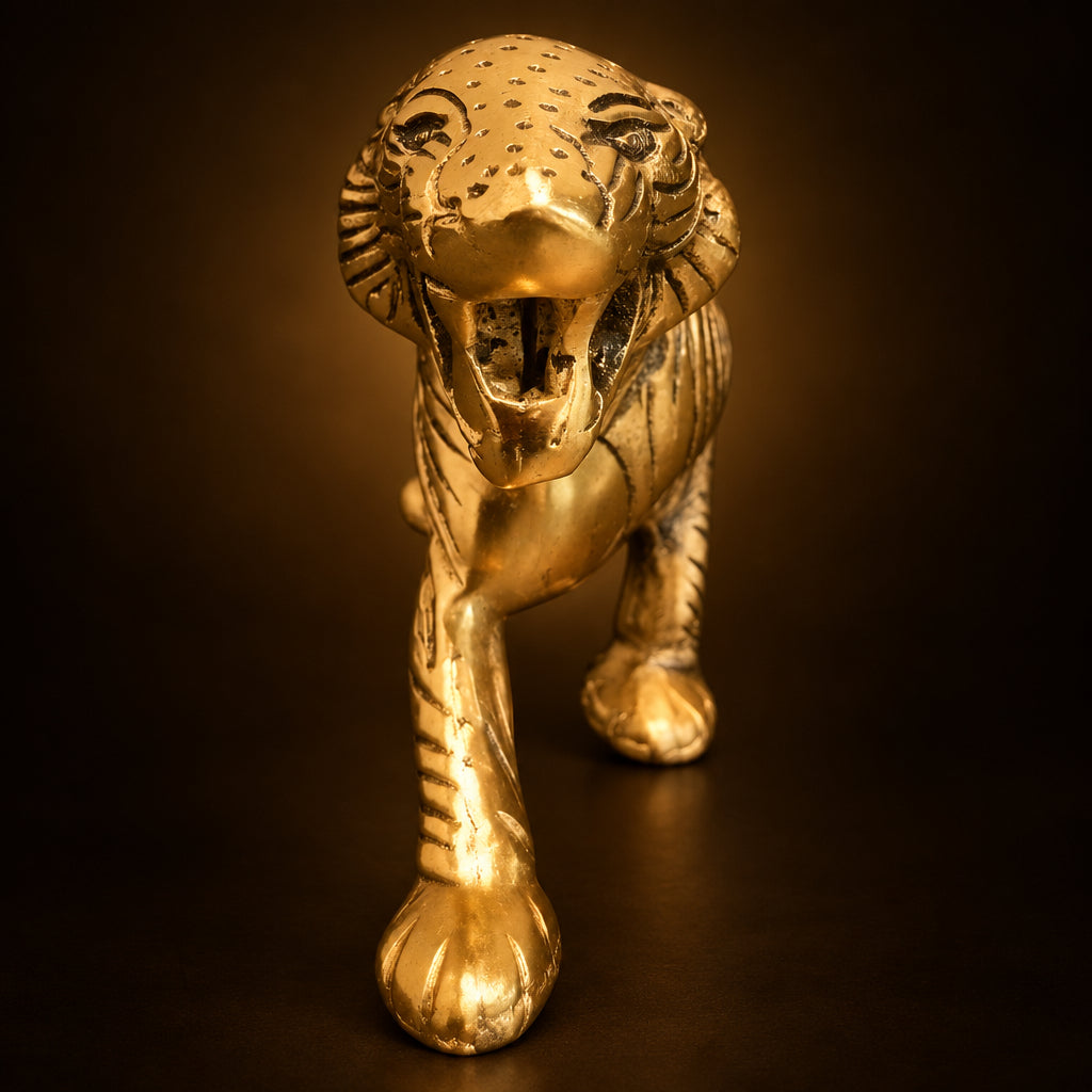 Aluminium Showpiece Gold Tiger Statue - 9*2*3.6 Inch (AS215 G)
