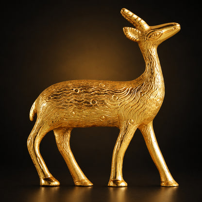 Aluminium Showpiece Gold Deer Statue - 7*2.3*8 Inch (AS216 G)
