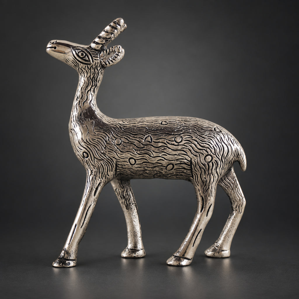 Aluminium Showpiece Deer Silver Statue - 7*2.3*8 Inch (AS216 S)