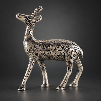 Aluminium Showpiece Deer Silver Statue - 7*2.3*8 Inch (AS216 S)