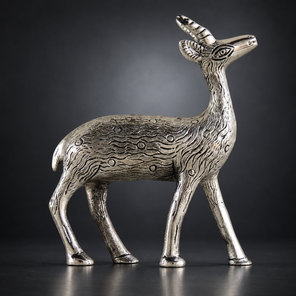 Aluminium Showpiece Deer Silver Statue - 7*2.3*8 Inch (AS216 S)