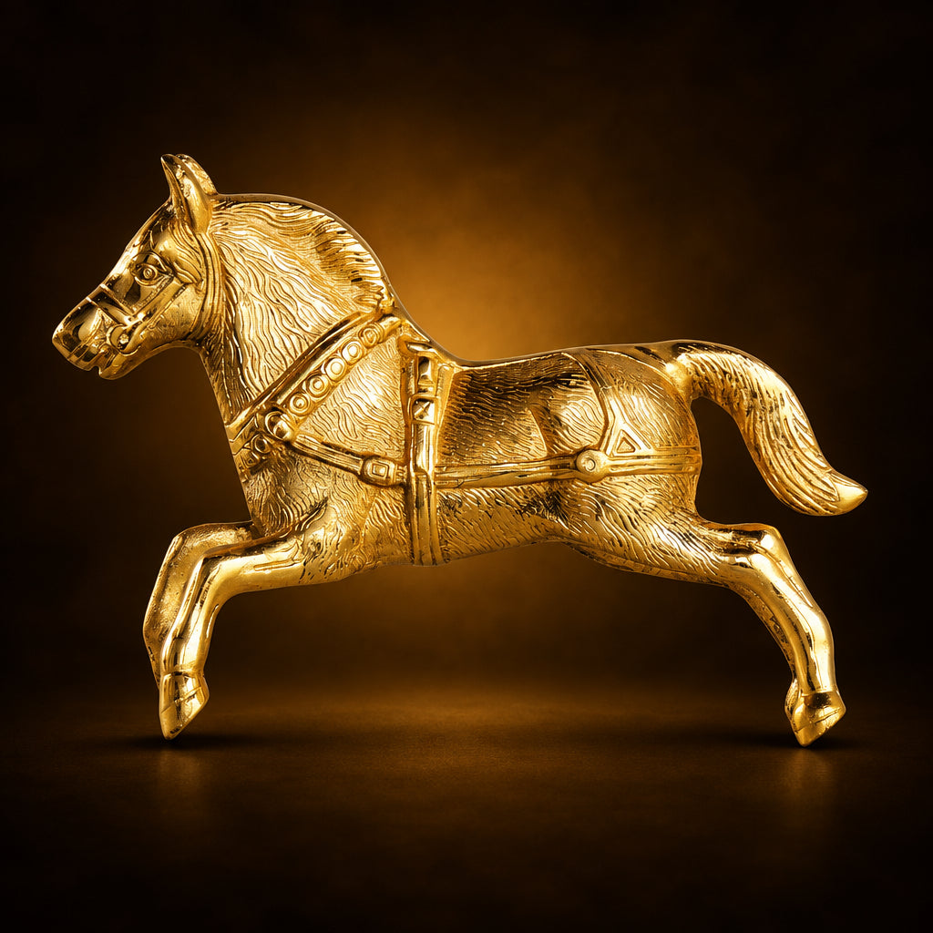 Aluminium Showpiece Horse  - 9.6*2.5*6.5 inch (AS222 G)