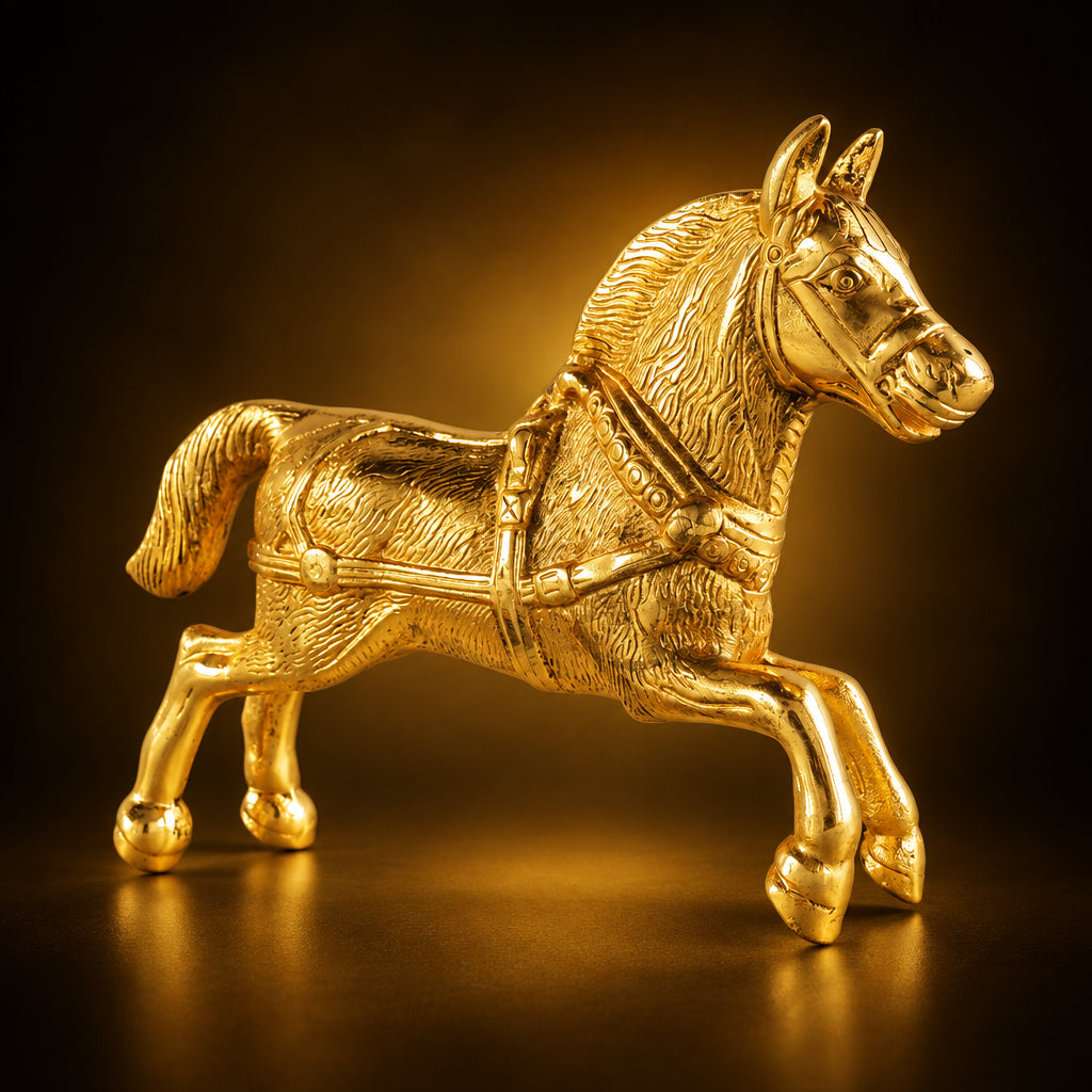 Aluminium Showpiece Horse  - 9.6*2.5*6.5 inch (AS222 G)