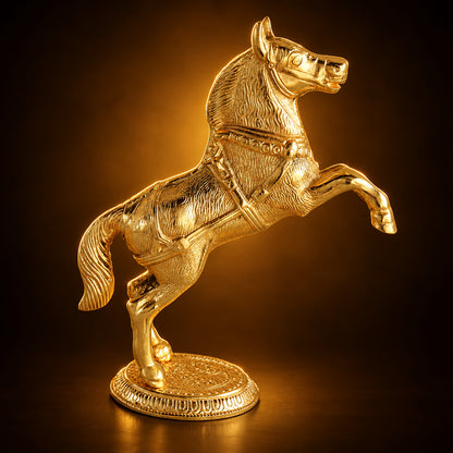 Aluminium Showpiece Horse Standing Gold Statue - 8.2*3.2*10 Inch (AS223 G)