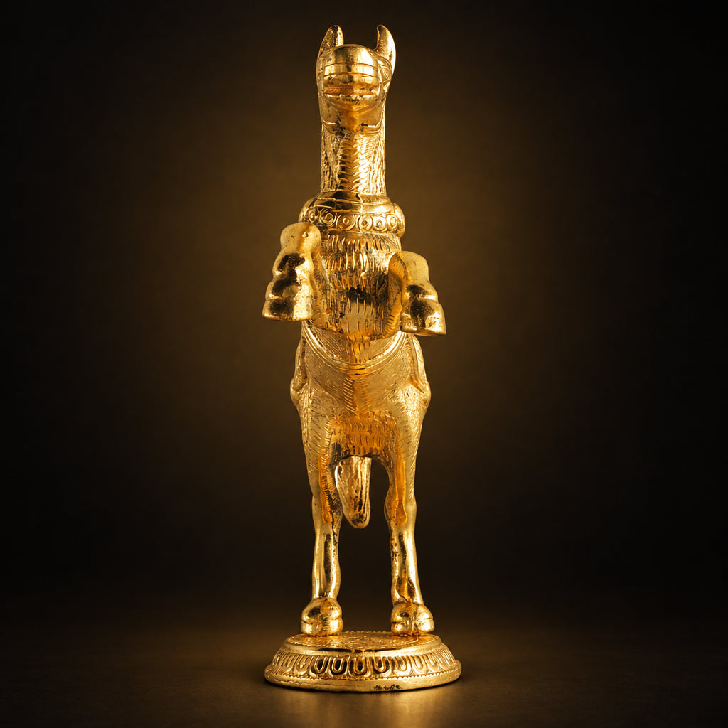 Aluminium Showpiece Horse Standing Gold Statue - 8.2*3.2*10 Inch (AS223 G)