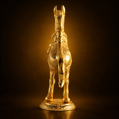 Aluminium Showpiece Horse Standing Gold Statue - 8.2*3.2*10 Inch (AS223 G)