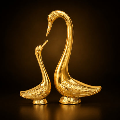 Aluminium Decorative Showpiece Duck Pair Statue - 8*2*8.5 Inch (AS225 G)
