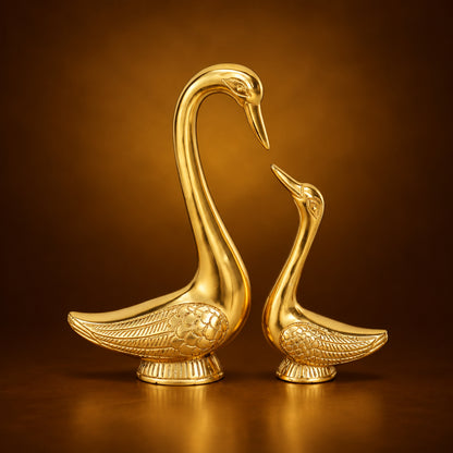 Aluminium Decorative Showpiece Duck Pair Statue - 8*2*8.5 Inch (AS225 G)