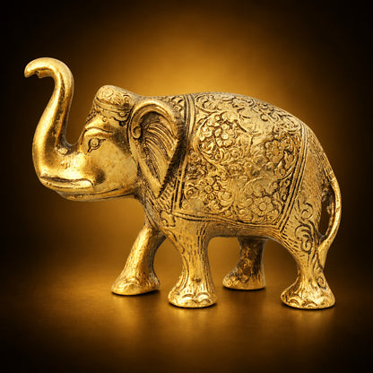 Aluminium Showpiece Elephant Statue, Home Decor - 6.7*3*5 Inch (AS240 X)