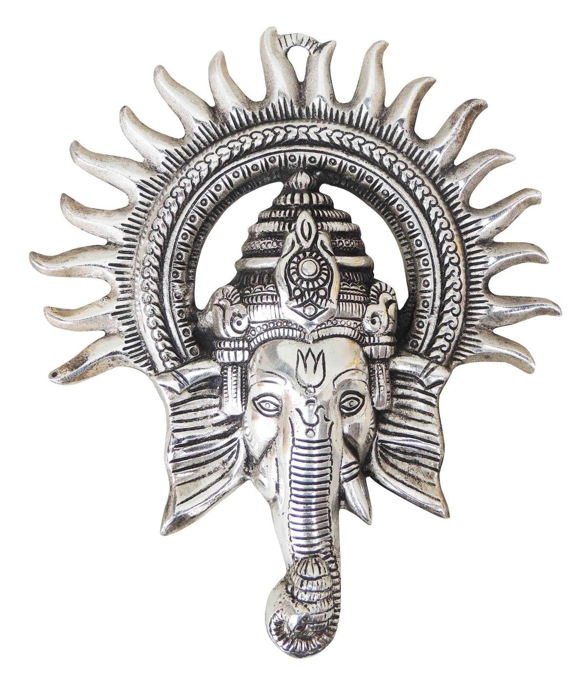 Showpiece Ganesh Circle Wall Hanging Silver - 8.4*1.2*9.8 inch (AS243 S)