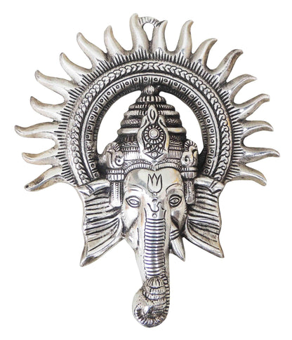 Showpiece Ganesh Circle Wall Hanging Silver - 8.4*1.2*9.8 inch (AS243 S)