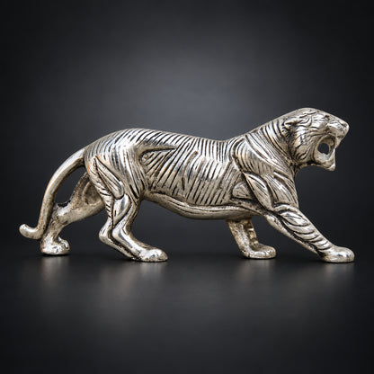 Aluminium Showpiece Tiger Statue, Home Decor - 8.8*2.2*3.7 Inch (AS245 S)