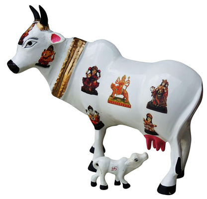 Showpiece Cow & Calf Statue In White - 13*4*11 inch (AS252 D)