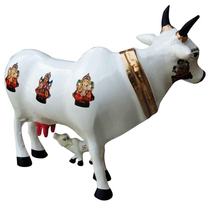 Showpiece Cow & Calf Statue In White - 13*4*11 inch (AS252 D)