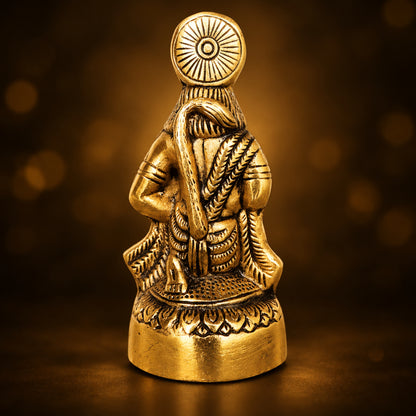 Aluminium Showpiece Hanuman JI Statue With Brass Antique Finish - 3*3*6.2 inch (AS256 G)